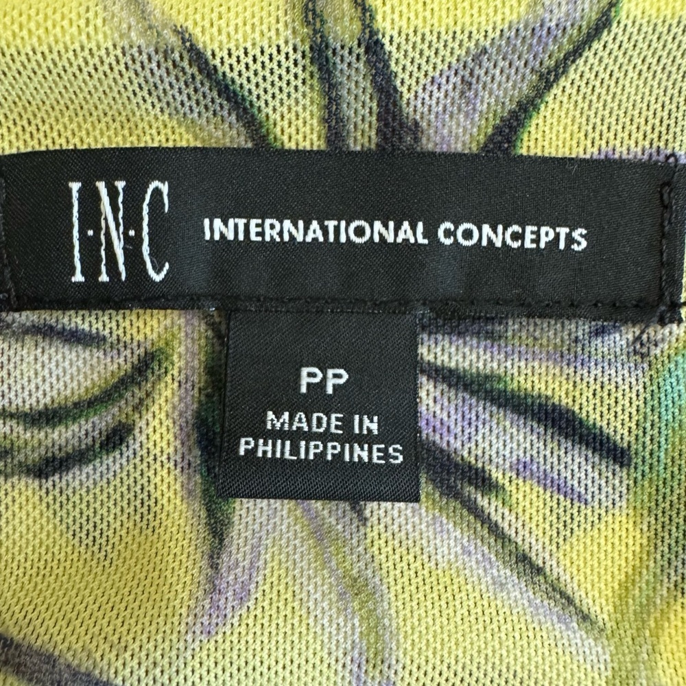 INC International Concepts Pretty Yellow Floral Blouse Top Sz PP Spring Summer - Picture 13 of 16